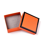 Cardboard Jewelry Boxes, with Black Sponge, for Jewelry Gift Packaging, Square, Dark Orange, 7.45x7.45x3.3cm, inside: 6.8×6.8×3.15cm(X-CBOX-T006-11)