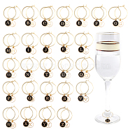 Flat Round with Letter Alloy Enamel Wine Glass Charms, with Brass Rings, Letter A~Z, 41mm, 52pcs/set(AJEW-PH01515)