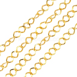 Iron Twisted Chains, Unwelded, with Spool, Rhombus, Golden, 8.5x6.8x1.2mm, about 164.04 Feet(50m)/roll(CH-1.2BSFD-G)