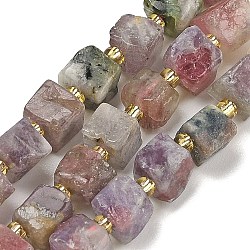 Natural Tourmaline Beads Strands, Cube, with Seed Beads, 6~7.5x6~7.5x6~7.5mm, Hole: 1~1.2mm, about 42~44pcs/strand, 14.96~15.55''(38~39.5cm)(G-G053-B17-03)