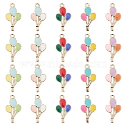 20Pcs 5 Colors Alloy Enamel Pendants, Balloon Charms, Mixed Color, 23.5x13x1.5mm, Hole: 1.8mm, 4pcs/color(ENAM-YW0002-82)