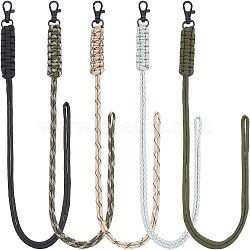 Nbeads 5Pcs 5 Colors Polypropylene Fiber Braided Neck Lanyards, Tactical Camera Badge Holder, with Zinc Alloy Swivel Clasps, for Hiking, Camping, Outdoor Photography, Mixed Color, 505x3mm, 1pc/color(AJEW-NB0003-55)