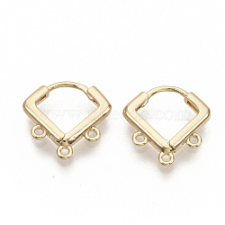 Brass Huggie Hoop Earring Findings, Nickel Free, Real 18K Gold Plated, with Horizontal Loop, 14x14x2.5mm, Hole: 1mm, Pin: 0.8x1mm(KK-T051-41G-NF)