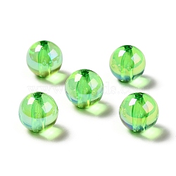 UV Plating Rainbow Iridescent Acrylic Beads, Round, Green, 15~15.5x15.5~16mm, Hole: 2.7mm(TACR-D010-01B)