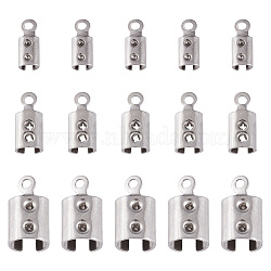 304 Stainless Steel Folding Crimp Ends, Stainless Steel Color, 400pcs/set(STAS-TA0004-34)