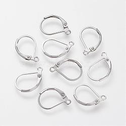 304 Stainless Steel Leverback Earring Findings, with Loop, Stainless Steel Color, 16x10.5x0.5mm, Hole: 1.5mm, pin: 0.5mm(STAS-S066-13)