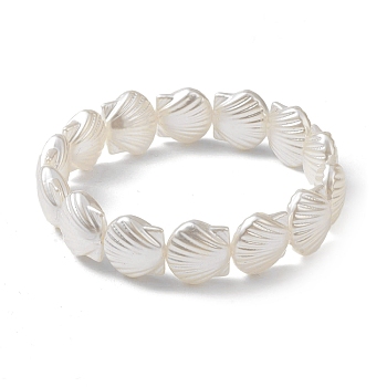 ABS Plastic Imitation Pearl Beaded Stretch Bracelet, Seashell Color, Inner Diameter: 2-1/8 inch(5.35cm)