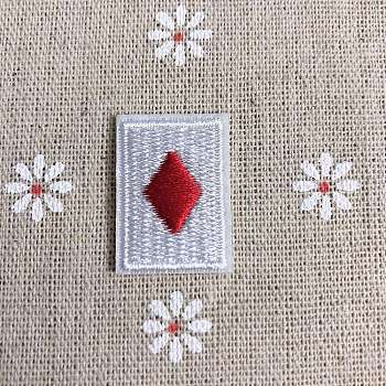 Playing Card Theme Polyester Embroidery Cloth Iron on/Sew on Patches, Costume Accessories, Rectangle, Red, 27x19x2mm