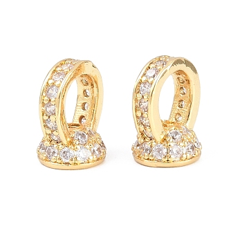 Brass Micro Pave Cubic Zirconia Pendant Bails, Rack Plating, Long-Lasting Plated, Lead Free & Cadmium Free, Real 18K Gold Plated, 9x7x6mm, Hole: 4.5x4mm