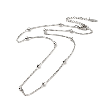 304 Stainless Steel Satellite Chain Necklace for Men Women, Stainless Steel Color, 15.55~16.18 inch(39.5~41.1cm)