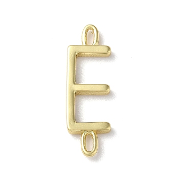 Rack Plating Brass Connector Charms, Cadmium Free & Lead Free, Long-Lasting Plated, Real 18K Gold Plated, Letter E, 22.5x7x1.5mm, Hole: 3x0.8mm