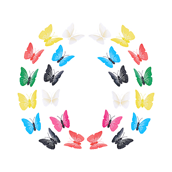 ARRICRAFT 56Pcs 7 Colors PVC Artifical Butterfly Fridge Magnet, with 1 Sheet Foam Glue Double-Sided Adhesive Dots, Mixed Color, Butterfly: 46x61x5mm, 8pcs/color