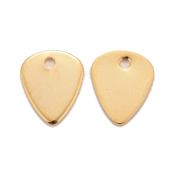 201 Stainless Steel Charms, Teardrop, Real 24k Gold Plated, 12x10x0.8mm, Hole: 1.6mm