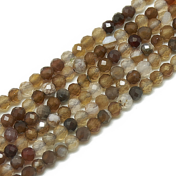 Natural Agate Beads Strands, Faceted, Dyed, Round, 3~3.5mm, Hole: 0.3mm, about 134pcs/strand, 14.9 inch