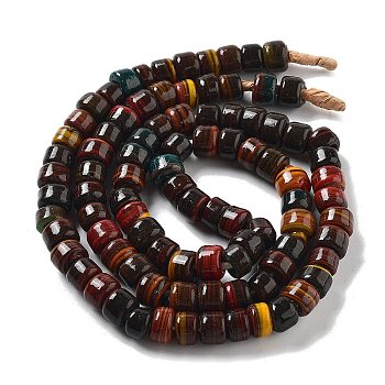 Handmade Lampwork Beads, Column, Coconut Brown, 10.5~11x8~8.5mm, Hole: 3.5mm, about 80pcs/strand, 25.39''(64.5cm)