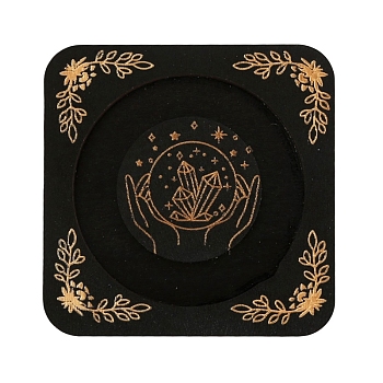 Square Wooden Bracelet Display Tray, Decorative Bangle Tray, Palm, 9.5x9.5x0.95cm