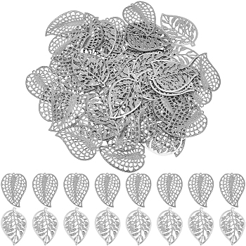 60Pcs 2 Styles Iron Leaf Ornaments, for Christmas Party Home Decoration, Platinum, 54~60x40x0.5~1.5mm, 30pcs/style