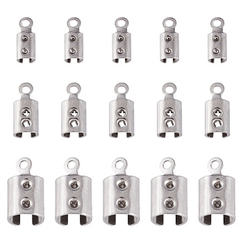 304 Stainless Steel Folding Crimp Ends, Stainless Steel Color, 400pcs/set