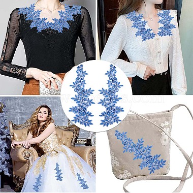 Polyester Metallic Embroidery Lace Appliques(DIY-WH0401-94A)-5