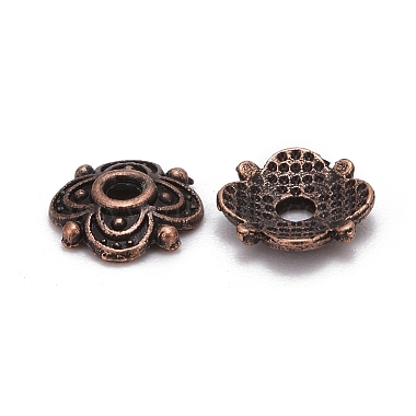 4-Petal Tibetan Style Alloy Flower Bead Caps(TIBE-S222-R-NR)-2