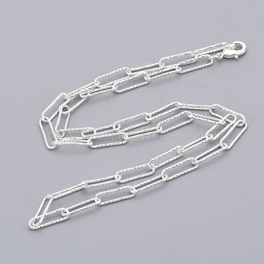 Brass Textured Paperclip Chain Necklace Making(MAK-S072-02A-S)-2