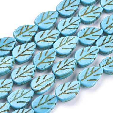 14mm Turquoise Leaf Synthetic Turquoise Beads