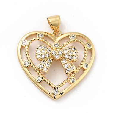 Real 18K Gold Plated Clear Heart Brass+Cubic Zirconia+Enamel Pendants