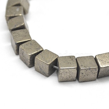 Cube Natural Pyrite Beads Strands(G-I126-17-8x8mm)-3