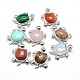 Tortoise Platinum Plated Brass Natural & Synthetic Mixed Stone Pendants(G-F228-19-RS)-1