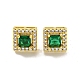 Square Brass Micro Pave Clear Cubic Zirconia Stud Earrings(EJEW-G387-03G)-2