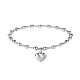 Heart Stainless Steel Bead Stretch Bracelets for Women(BK4373-1)-1