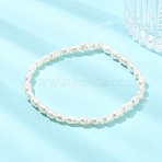 Natural Cultured Freshwater Pearl Beaded Stretch Bracelets for Women, Rice, White, Inner Diameter: 2.24 inch(5.7cm)(BJEW-JB13706)