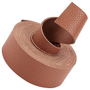 2M Flat Single Face Lychee Pattern Imitation Leather Band, Sienna, 25x1.8mm, about 2.19 Yards(2m)/Roll(LC-WH0010-02A-03)
