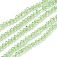 Transparent Glass Beads Strands, Faceted, Round, Light Green, 2mm, Hole: 0.5mm, about 164~182pcs/strand, 14.8~15.7 inch(37.5~40cm)(GLAA-F094-A20)