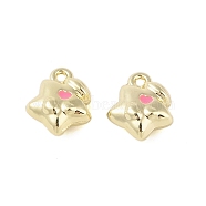 Rack Plating Alloy Enamel Charms, Star Charm, Golden, Hot Pink, 12x10x5.5mm, Hole: 1.5mm(FIND-B037-05G-01)