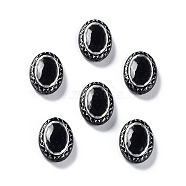 Opaque Acrylic Beads, Metal Enlaced, Oval, Black, 17.5x13x5.5mm, Hole: 1.6mm, about 610pcs/500g(OACR-G016-15)