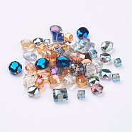 Electroplate Glass Beads, Faceted, Mixed Shapes, Mixed Color, 7~16x7~16x7~10mm, Hole: 1~2mm(EGLA-MSMC001-01)