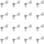 DIY Earring Making, with 304 Stainless Steel Ear Stud Components and 304 Stainless Steel Ear Nuts/Earring Backs, Stainless Steel Color, 40pcs/box(DIY-PH0020-37P)