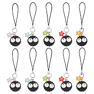 Coal Ball Opaque Resin Mobile Straps, Acrylic Star Charm and Nylon Cord Mobile Accessories Decoration, Mixed Color, 9cm, 5 colors, 2pcs/color, 10pcs/set(HJEW-AB00192)