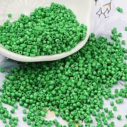 Baking Paint Glass Seed Beads, Cylinder, Lime Green, 2x1.5mm, Hole: 1mm, about 50398pcs/pound(SEED-S042-05B-56)