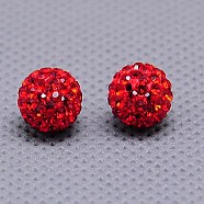 Czech Glass Rhinestones Beads, Polymer Clay Inside, Half Drilled Round Beads, 227_Light Siam, PP9(1.5.~1.6mm), 8mm, Hole: 1mm(RB-E482-8mm-227)