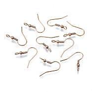 304 Stainless Steel Earring Hooks, Ear Wire, with Vertical Loop, Rose Gold, 19~21x18mm, Hole: 2.5mm, Pin: 0.7mm(X-STAS-S111-003RG)
