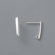 304 Stainless Steel Stud Earring Findings, with Loop, Silver, 15x3x1mm, Hole: 1.6mm, Pin: 0.8mm(STAS-H436-22S)