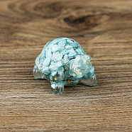 Resin Home Display Decorations, with Natural Amazonite Chips and Gold Foil Inside, Tortoise, 50x30x27mm(G-PW0005-10Q)