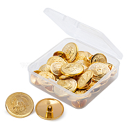 Olycraft Alloy Shank Buttons, Flat Round, Golden, 14.5x3mm, Hole: 2x3mm(BUTT-OC0001-05G)