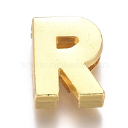 Alloy Slide Charms, Letter R, 12.5x10x4mm, Hole: 1.5x8mm(PALLOY-WH0069-02R-G)