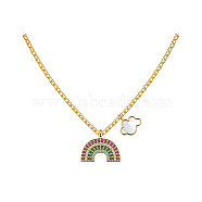 925 Sterling Silver Pendant Necklaces, Micro Pave Cubic Zirconia, Rainbow, Golden, 15.83 inch(40.2cm)(NJEW-L179-09G)