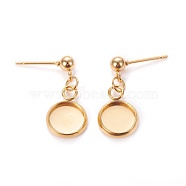 304 Stainless Steel Stud Earring Settings, Golden, 21mm, Pin: 0.9mm, Tray: 8mm(STAS-L226-019I-G)