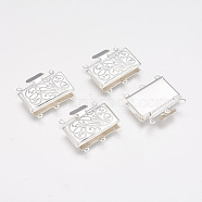 Brass Multi-strand Box Clasps, Silver Color Plated, about 21mm wide, 23mm long, 5mm thick, hole: 1.5mm(X-kk291-S)