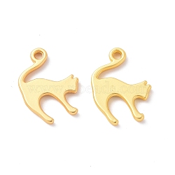 Rack Plating Alloy Pendants, Cadmium Free & Lead Free & Nickle Free, Cat Charm, Matte Gold Color, 19x14x2mm, Hole: 1.8mm(FIND-I036-40MG)